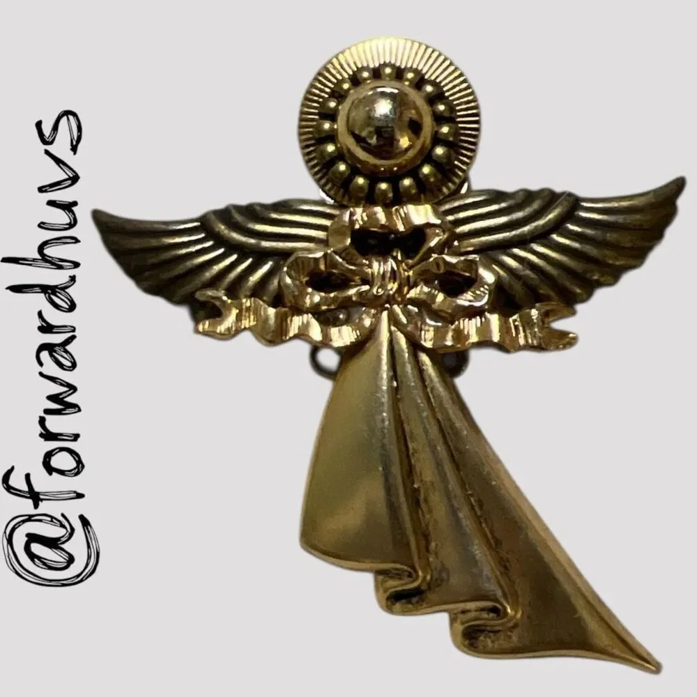 Statement Angel Brooch with Cherub Back